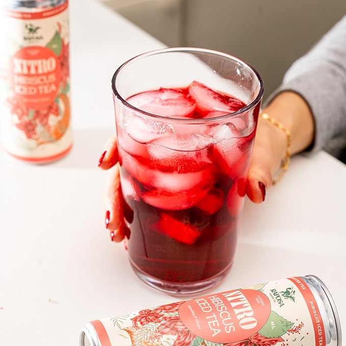 Raposa Nitro Cold Brew Hibiscus Iced Tea Ready to Drink 250ml - 8.45oz - Dairy Free - Vegan Tea Cold brew ready to drink, Non GMO, No Artificial Anything - Caffeine-Free (Hibiscus (12 Pack))