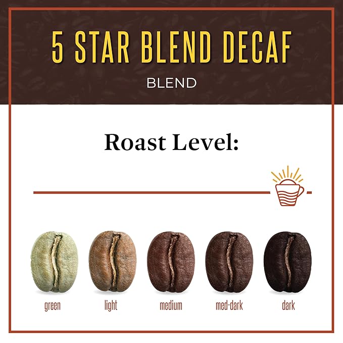 San Diego Coffee 5 Star Blend DECAF, Dark Roast, Whole Bean Coffee, 5-Pound Bag Café en grano tostado descafeinado