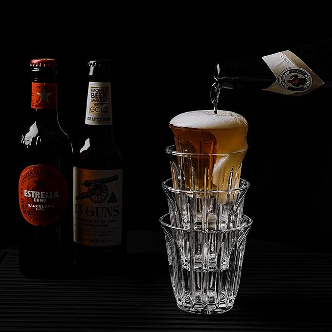 MHW-3BOMBER Small Glass Cups Set of 6 Drinking Glasses 3OZ Latte Glasses for Espresso, Beverage, Water, Whiskey, Juice, Cocktail, Beer G6192-OS