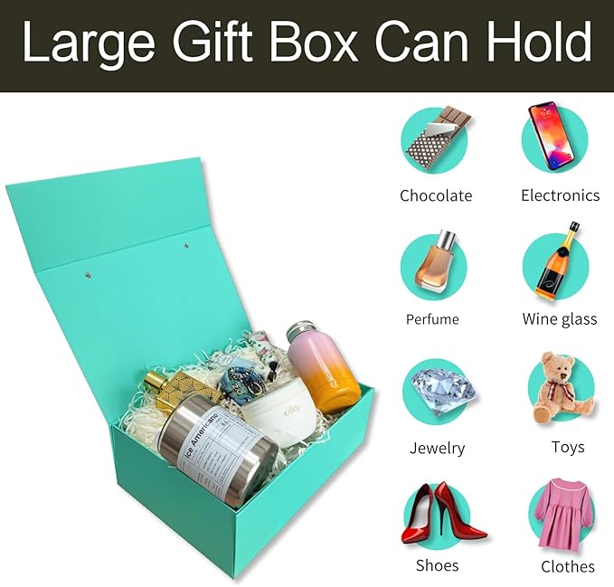 Joyscoop Large Gift Box 2 Pack 13 x 9 x 4.3 inch with Magnetic Lids, Luxury Gift Box for Mother's Day, Birthday, Weddings, Baby Showers, and More