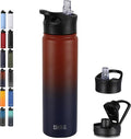 HASLE OUTFITTERS Insulated Water Bottle 22 oz Double Wall Stainless Steel Water Bottle Wide Mouth with Straw Lid & Spout Lid Keeps Cold or Hot(Ruby Purple Gradient,1)