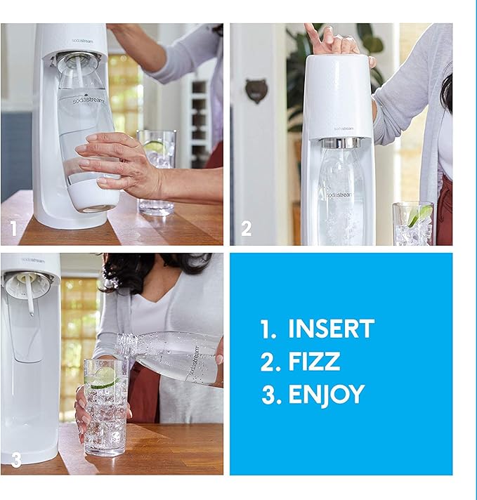 SodaStream Fizzi Sparkling Water Maker (Black) with CO2 and BPA free Bottle, 1-Liter, 60-Liter