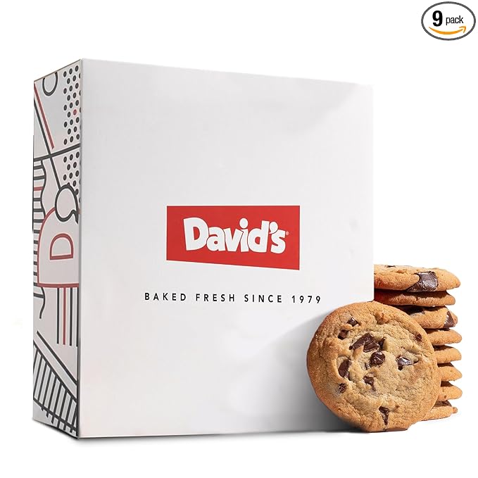 David's Cookies Gluten-Free Chocolate Chip Cookies 9-pack - Gourmet Cookies with No Added Preservatives - Fresh Bakery Dessert - Toddler and Kids Snacks for School
