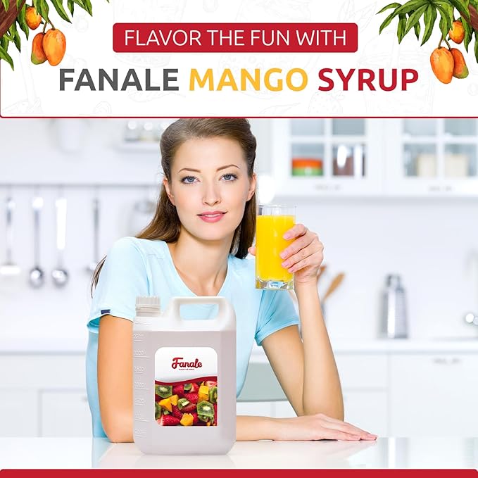 Fanale Premium Flavoring Concentrated Syrup for Bubble Tea 11 lb | Mango Flavor Syrup | for Boba Tea, Smoothies, Slushes, Desserts | 11lb | SRP020