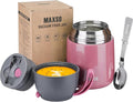Insulated Food Jar for Hot & Cold Food for Kids Adult,17 oz Soup Thermo Hot Food Containers for Lunch, Triple Layer Insulation Stainless Steel Food Jar with Spoon (Pink)