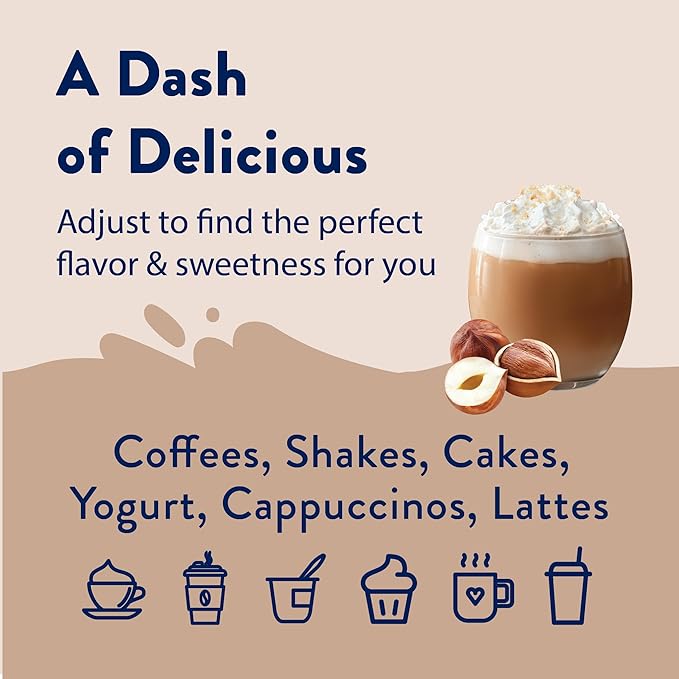 Jordan's Skinny Syrups Sugar Free Coffee Syrup, Hazlenut Flavor Drink Mix, Zero Calorie Flavoring for Chai Latte, Protein Shake, Food and More, Gluten Free, Keto Friendly, 25.4 Fl Oz, 1 Pack