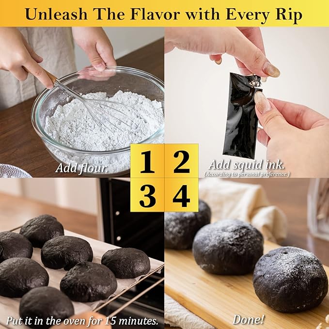 (5g x 40 Pack) Black Hut Squid Ink, Food Coloring Tinta Calamari for Rice Noodles Pasta Spaghetti Risotto, Cuttlefish Ink for Baking mix, Halal Certificate, Contains Molluscs, 7.06 oz / 200 g