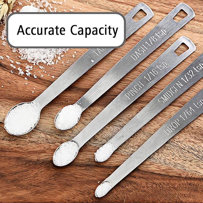 3PCS 1/32 Teaspoon(1/32tsp, 0.16ml, Smidgen) Single Tiny Measuring Spoon, Small Individual Stainless Steel Measure Spoons Only