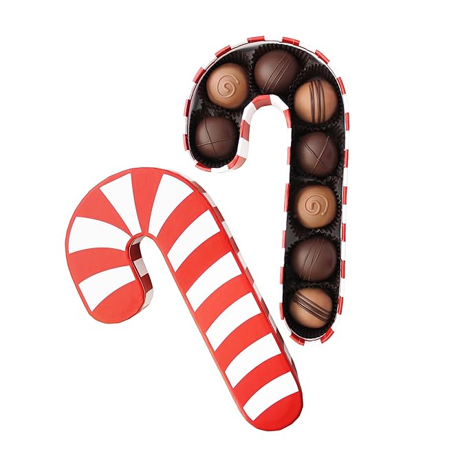 Vermont Nut Free Chocolates Candy Cane Box of Truffles – Nut Free & Kosher Gourmet Chocolate Holiday Gift Box (8 Pieces, 5.25 oz)