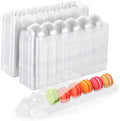 50 PCS Macaron Boxes, 6-Slot Dessert Cases for Macarons Small Cakes, Clear Plastic Macaron Storage Containers, Macaroon Packaging Display Trays for Cookie Wedding Party Gifts （8.9 x 2.0 x2.6in）