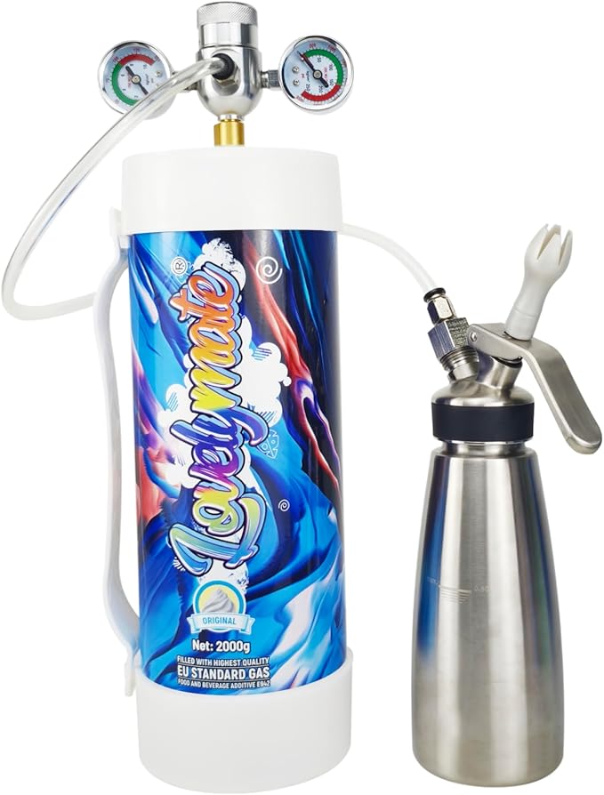 Whipped Cream Charger Tank 3.3L 2000G Whip Cream Charger Cylinder Food Grade Flavored (Tips Included) (4, Original)