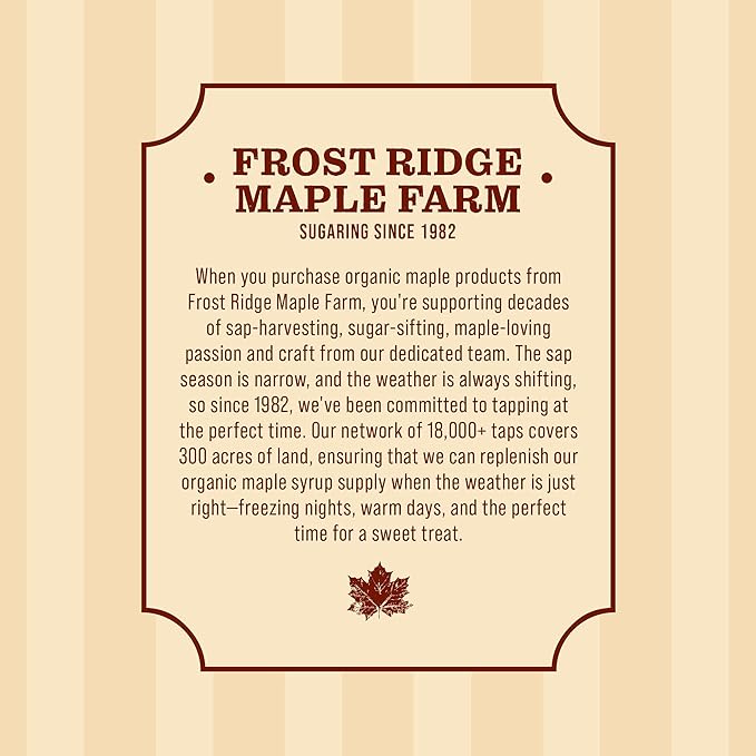 Frost Ridge Maple Farm, Organic Maple Syrup, Grade A, Half Gallon (64 FL Oz), Dark Robust (formerly Grade B)