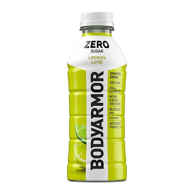 BODYARMOR ZERO Sugar Lemon Lime, Sugar Free Sports Drink - Low-Calorie Hydration - Natural Flavors with Potassium Packed Electrolytes, Antioxidants, and B-vitamins, 20 fl oz (pack of 6)