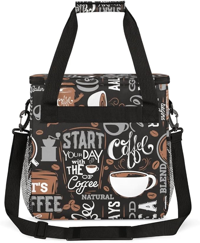 coffee cup coffee beans gray Coffee Maker Carring Bag Travel Carrying Storage Tote Bag Compatible Portable Single Serve Coffees Brewer Case with Pockets for K-cup Pods