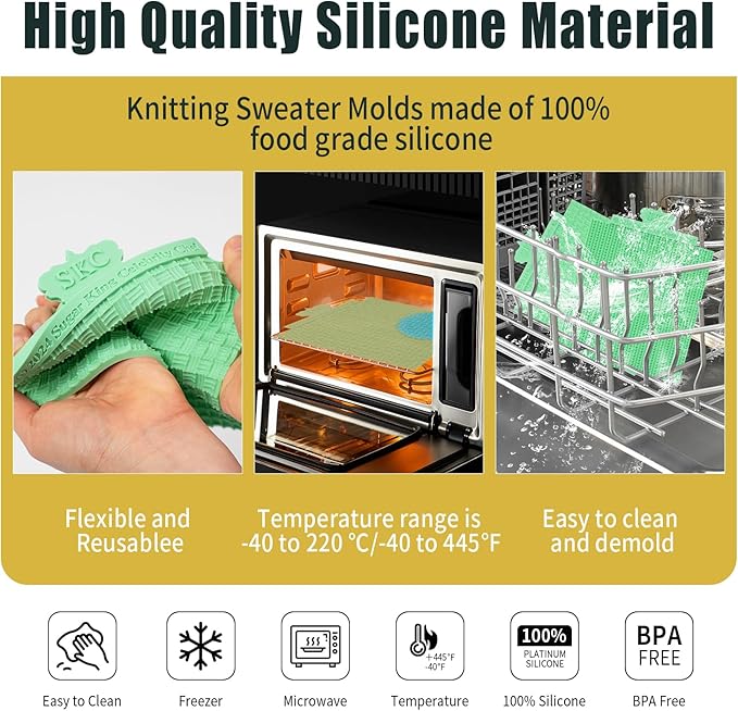 KALAIEN Sweater Texture Fondant Impression Mats Knit Fondant Embosser Texture Mats for Clay Cake Decorating Fondant Molds Set of 3