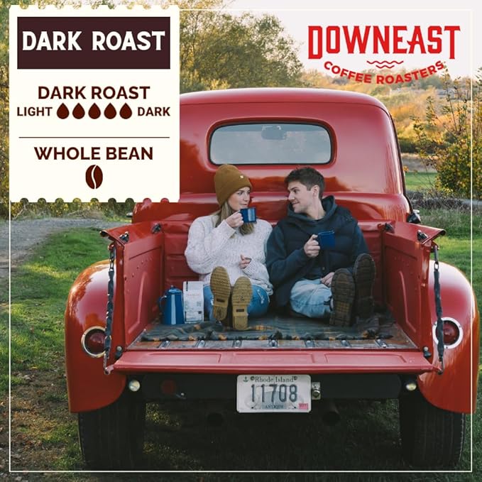 Downeast Coffee Roasters Whole Bean Coffee - Dark Roast, 100% Arabica Coffee - Bold, Syrupy, Bittersweet Toffee Notes - Kenya, Central and South American Highlands, (2 lb Bag)