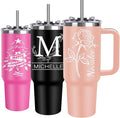 Personalized Tumblers with Engraved Name, Personalized Birthday Gifts for Men Women, Custom 40oz Stainless Steel Coffee Tumbler with Lids and Straws, Custom Travel Cup (40oz Engraved Tumbler)
