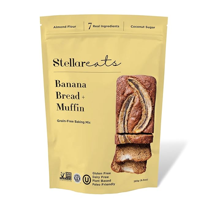 Stellar Eats Grain-Free Banana Bread & Muffin Baking Mix | Gluten-Free, Dairy-Free, Plant-Based, Paleo-Friendly, Naturally Sweet with Coconut Sugar | Almond Flour-Based | Makes 1 Loaf or 12 Muffins
