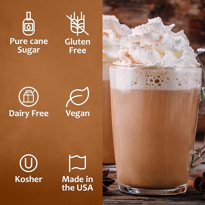 Syruvia Caramel Pecan Coffee Syrup - 25.4 fl oz. Kosher, and Gluten-Free. Ideal for Enhancing Drinks, Sodas, Shakes, Desserts, and More.