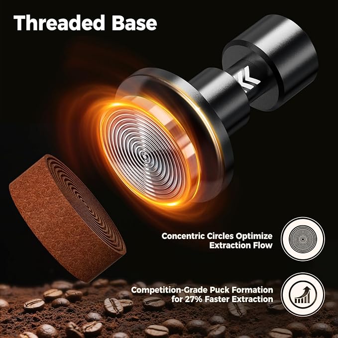 IKAPE 51MM V6 Impact Espresso Tamper with Sound Feedback, 15lb/30lb Interchangeable Springs, Espresso High Tamper with Triple-spring System, Fits 51mm portafilters
