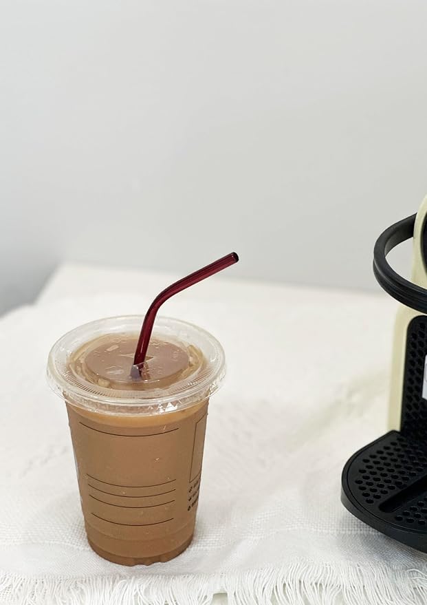 10 Pcs Stainless Steel Straws, Reusable Drinking Straws, Bent Metal Straw Sets with 2 Pcs Cleaning Brushes (Red, 10.5 Inch)