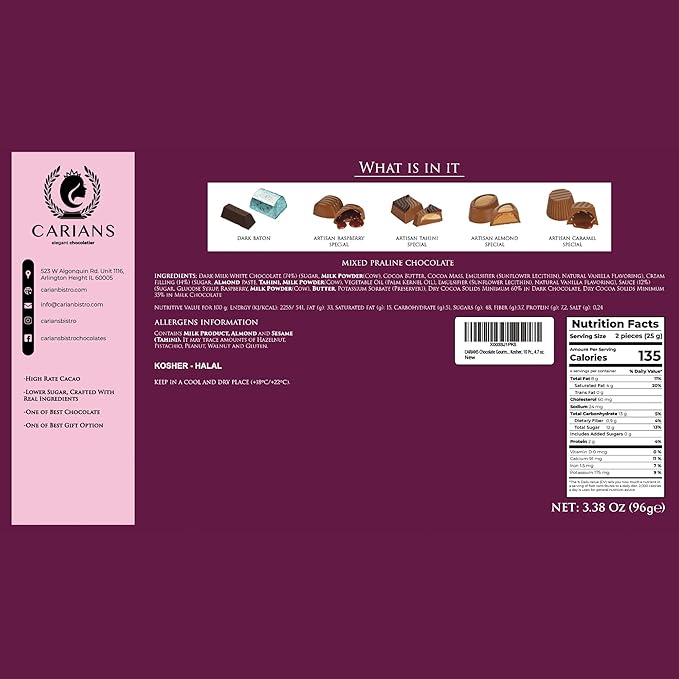 CARIANS Chocolate Truffles Box, Belgium Chocolate Limited Edition, Gourmet Assortment of Milk, Dark, White Chocolate Basket, Great for Gift Giving, Anniversary, Thanksgiving, Christmas