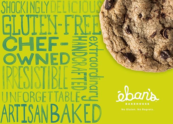 Eban’s Fresh Baked Gluten-Free Cookies - 24 Large Cookies (2 Boxes of 12) - Soft and Chewy, Individually Wrapped, Gourmet, Preservative Free, Non-GMO (Chocolate Chip)
