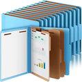 36 Pcs Classification Folders Letter Size, Back to School Supply for Teacher, Student, 3 Dividers Pressboard File Folder Bulk with 2 Fasteners, 3.5 Inch Expanding File Organizer (Blue)