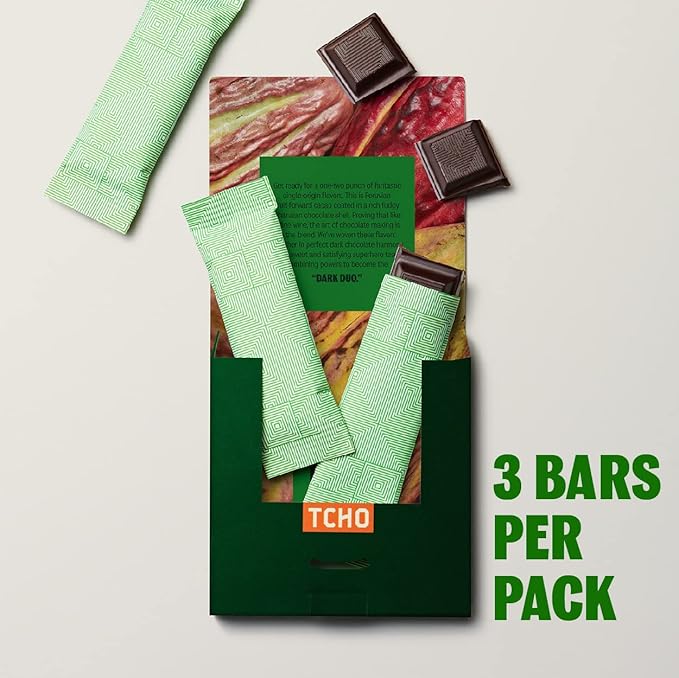 TCHO Dark Duo 75% Dark Chocolate Bars (10 pack) | Plant Based, Organic & Fair Trade, | Non GMO, Non-Dairy, Vegan Chocolate, Soy Free (2.5oz each)
