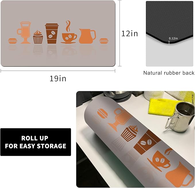 Golener Thick Coffee Maker Bar Mat Countertop,Quick dry mat,Bar Drying Mat,Coffee Bar Tray for Countertop,Coffee Nook Mat,Spill Mat
