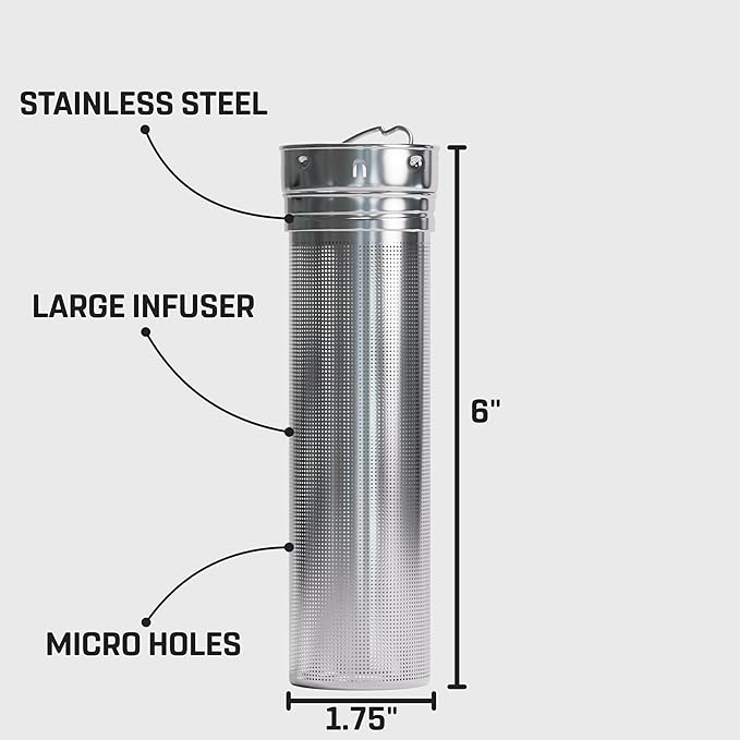 Vessence Stainless Steel Infuser - Extra Long Fine Mesh Filter for Loose Leaf Tea, Fruits or Ice | Compatible with Vessence Water Bottles