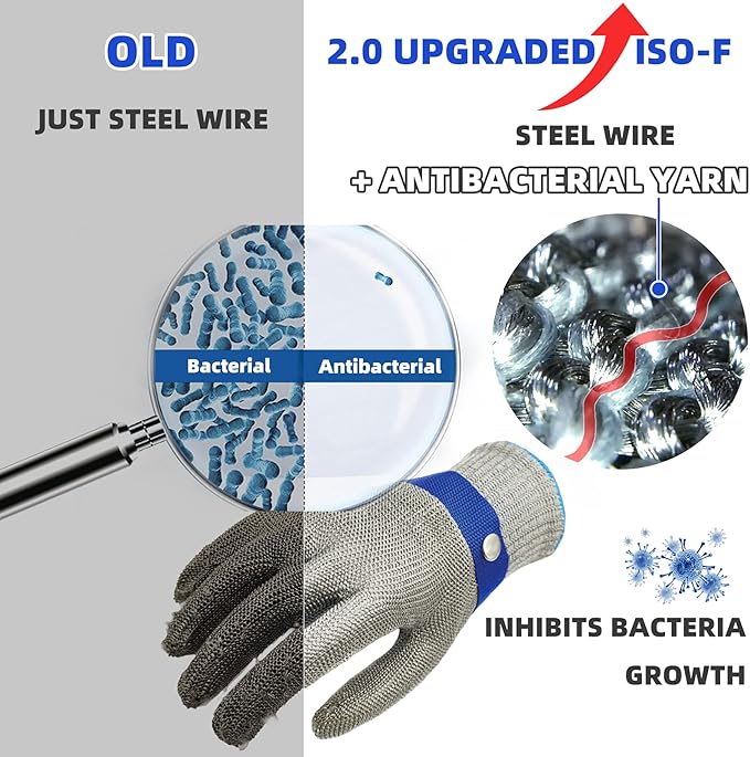 Schwer ANSI A9 Cut Resistant Glove, Food Grade Stainless Steel wire Mesh Metal Gloves, Knife Cutting Gloves for kitchen Mandoline Slicing Butcher Meat Cutting Oyster Shucking Fish Fillet（XL, 1 PCS）