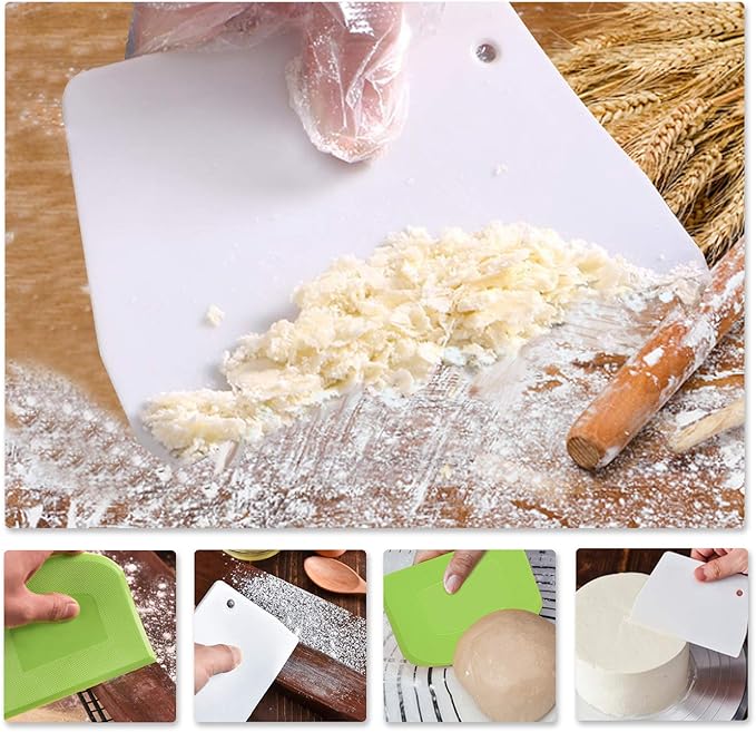 Plastic Cutting Bread Scraper Tool Pastry Knife Dough Knife Bread Bow Knife Bench Knife - 2 Pieces Green and White