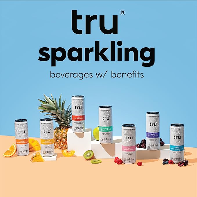 Tru Defense Seltzer, Sparkling Water with Vitamin C, Ginger Extract, Cayenne Pepper & Real Pineapple Juice, Sweetened with Monk Fruit & Stevia, Gluten Free, Vegan, Caffeine Free, 12 FL OZ Can, 12 Pack
