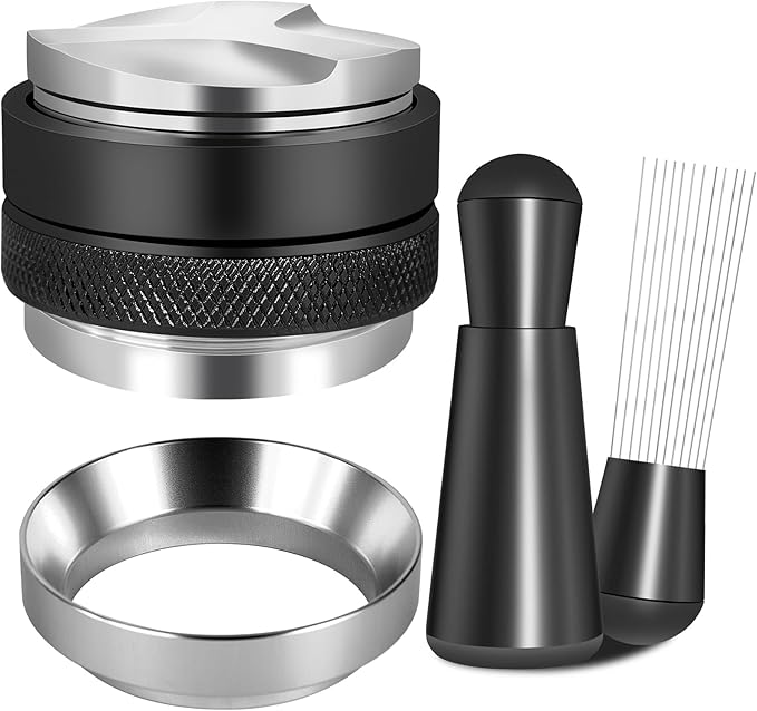 54mm Espresso Accessories Kit, Coffee Distributor and Tamper Leveler, WDT Tool and Dosing Funnel Set Fits 54 mm Espresso Machines and Portafilters