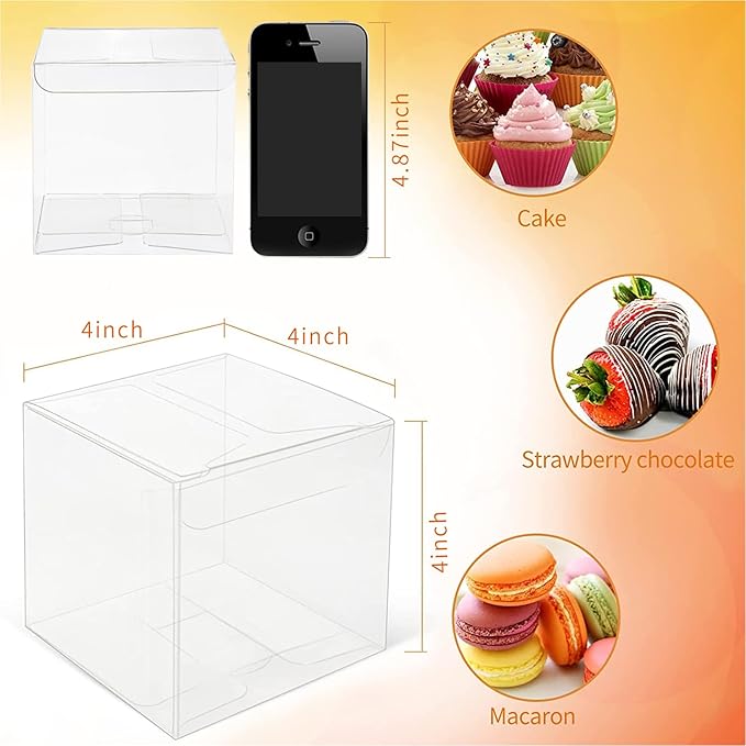 COTOPHER 60pcs Macaron Boxes, 4"4"4" Single Chocolate Covered Ore Cookies Boxes for Wedding, Baby Shower