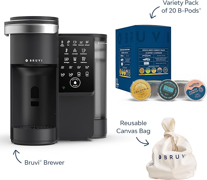 The Bundle | Single-Serve Coffee System | Includes 20 Coffee and Espresso B-Pods Coffee Brewer