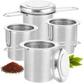 4 PCS Tea Strainer with Lid 304 Stainless Steel Tea Infuser Basket for Loose Tea Extra Fine Mesh Tea Diffuser Long Handle Tea Strainers Filters for Hanging on Teapots Mugs Cups