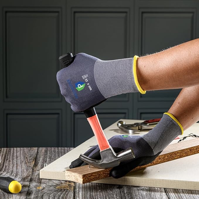 PROMEDIX P Nitrile Coated Work Gloves,MicroFoam Safety Work Gloves Men,Seamless Knit Nylon&spandex Gloves with Grip