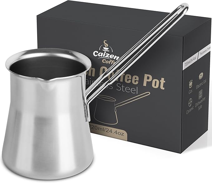 Quality Turkish Coffee Pot - Turkish Coffee Maker, Chai Pot, Arabic Coffee Pot, Briki Greek Coffee Pot, Greek Briki, Turkish Coffee Cezve, Turkish Coffee Pot Ibrik (24oz)