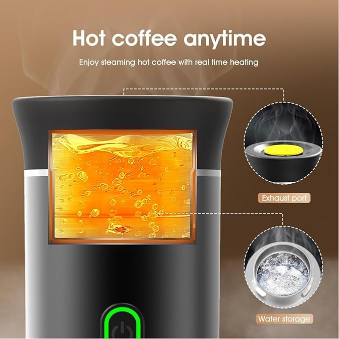 Esprova Portable Espresso Machine, Portable Electric Coffee Maker for Travel Camping, 3-in-1 Self-Heating Espresso Maker, Compatible with Ground Coffee and Capsules, Compact Lightweight (Green)