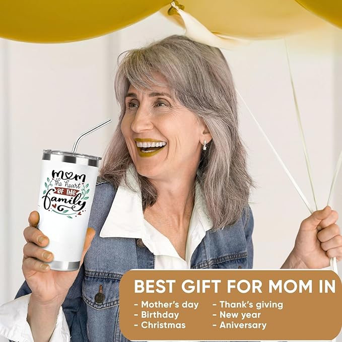 Birthday Gifts for Mom - 20 oz Stainless Steel Insulated Coffee Tumbler with Lid - Mom Birthday Gifts from Daughter Son, Mothers in Law, Mama, Grandma Gift Ideas, Tumblers for Women