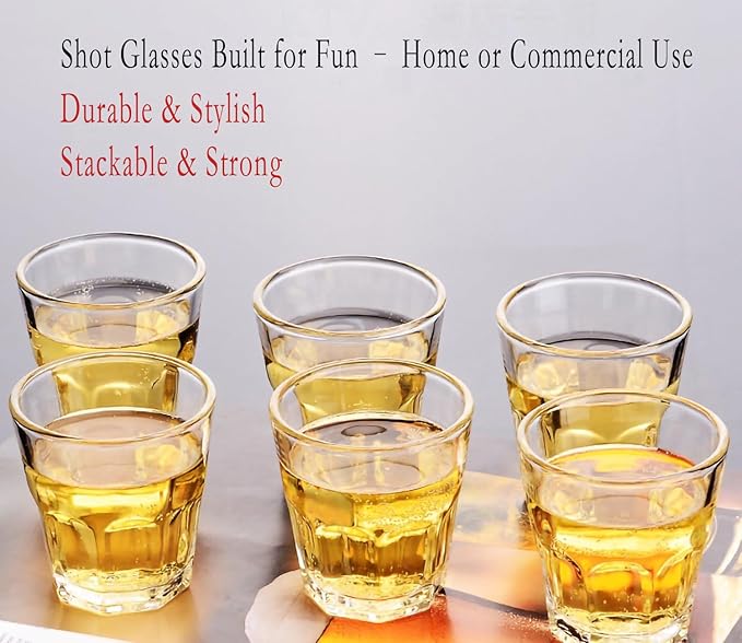 16 Piece Shot Glasses Set 50ML/1.5oz.Small Espresso and LiquorGlasses for Whiskey TequilaVodka, Thick Glass Cups forPotter Style Cocktails Bar Party