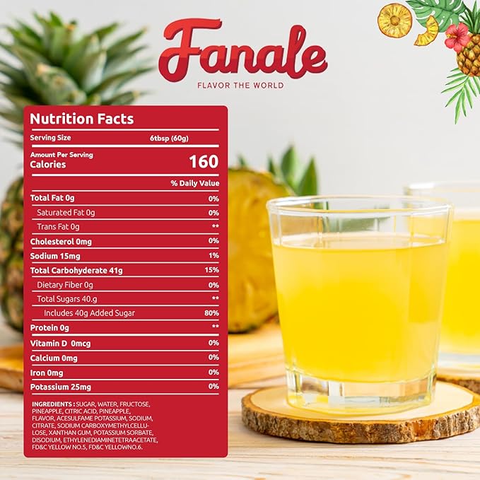 Fanale Premium Flavoring Concentrated Syrup for Bubble Tea 11 lb | Pineapple Flavor Syrup | for Boba Tea, Smoothies, Slushes, Desserts | 11lb | Pack of 4 | SRP100-CS