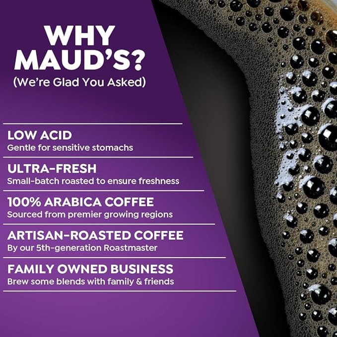 Maud's Half Caff Coffee Pods Variety Pack, 48 ct, 6 Assorted Flavors, Medium Roast Coffee in Recyclable Single Serve Pods – 100% Arabica Coffee, Compatible with Keurig K Cups Maker