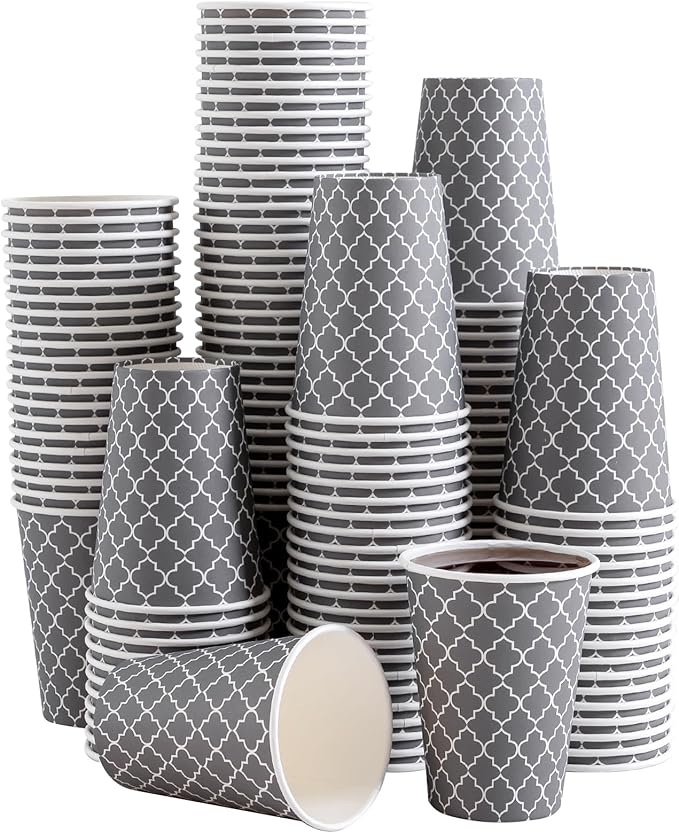 Lamosi Coffee Cups 12 oz 180 Pack, Disposable Paper Coffee Cups, Disposable Cups,12 oz Hot Cup,12oz Paper Insulated Cup for Cold Hot Drinks (No Lids)