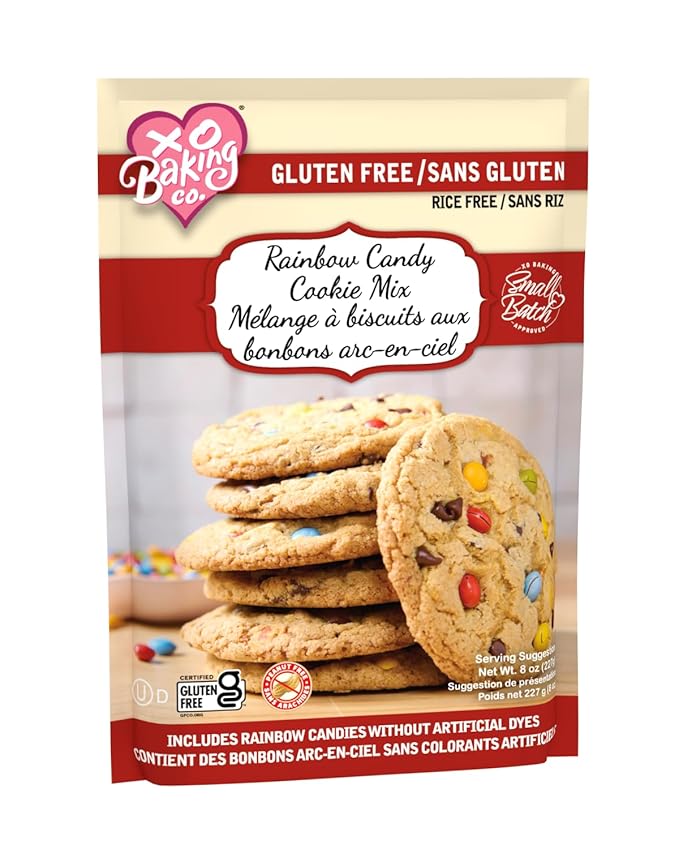 XO Baking Co. Gluten Free Small Batch Rainbow Candy Cookie Mix - Rainbow Candies Without Artificial Dyes; Rice Free; Peanut Free; No Preservatives, Artificial Flavors or Colors, 8oz
