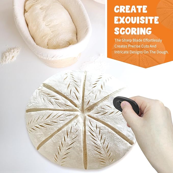 Extractable & Magnetic Bread Lame Dough Scoring Tool - Professional Sourdough Scoring Tool - Sourdough Bread Baking & Bread Scoring Tool - Scoring Patterns booklet & 5 Razor Blades (Black)