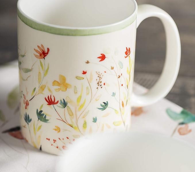 Maison d' Hermine Coffee Mug with Handles Fine Bone China Mugs Pack of Two Tea Cups for Hot Beverages Cappuccino Latte Home Restaurant Office Perfect for Gift (Colmar, 12 Ounce)