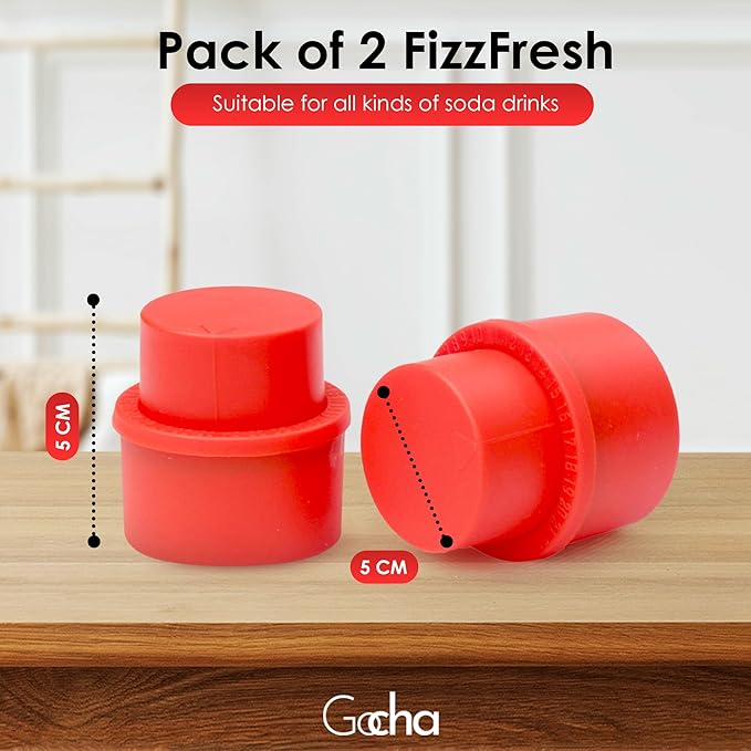 GOCHA | 2 PCS Vacuum Soda Bottle Stopper | Silicone Fizz Keeper | Carbonation Preserver for Soft Drinks & Beverages | Universal Leak-Proof Bottle Cap | (Red)